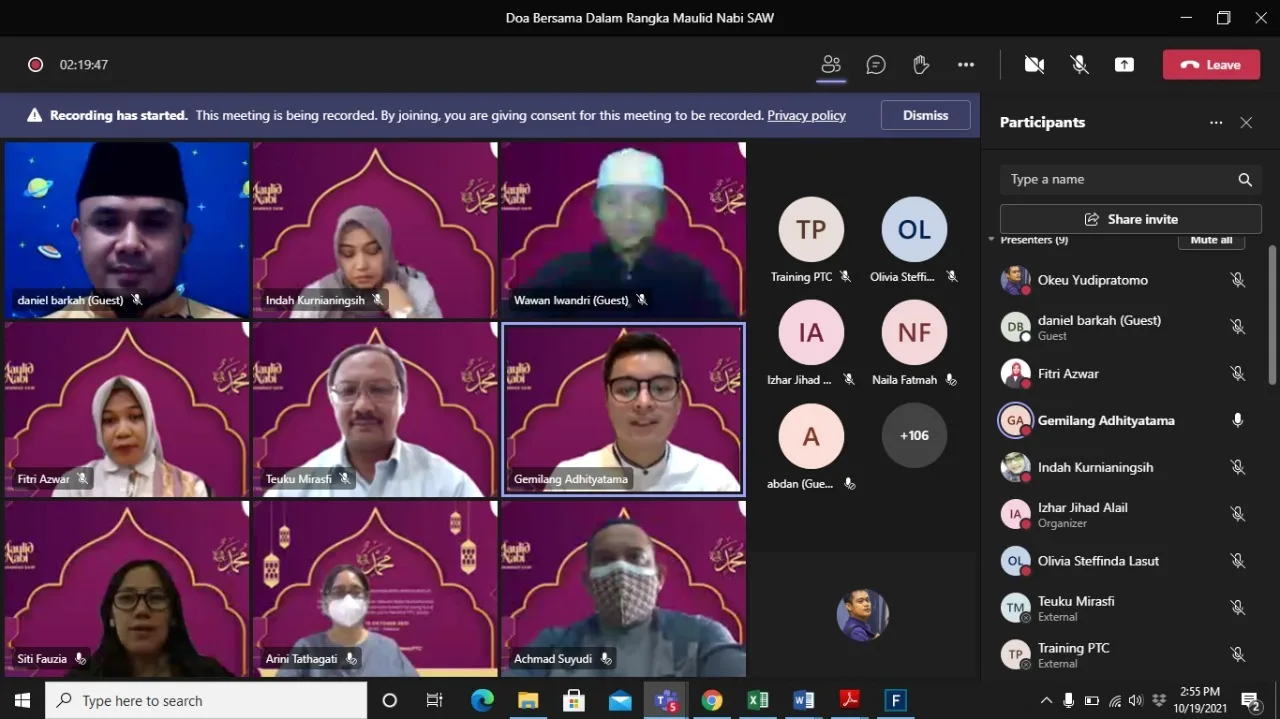 PERWIRA PTC TANAMKAN SURITAULADAN NABI DENGAN NILAI AKHLAK MELALUI TAUSIYAH DAN DOA BERSAMA