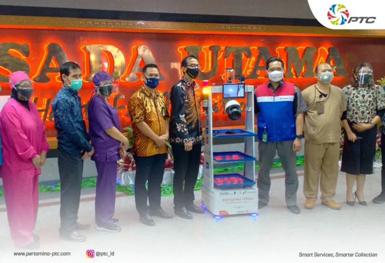 SEBUAH ROBOT SERVICE PERSEMBAHAN DARI CSR PT PERTAMINA TRAINING & CONSULTING UNTUK PELAYANAN COVID-19  RS HUSADA UTAMA SURABAYA